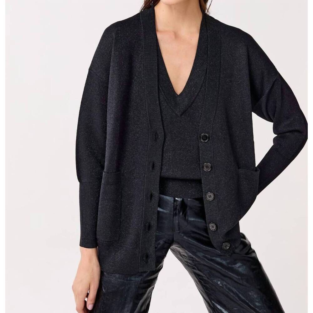 NEW LANHTROPY aspen glitter cardigan in black
